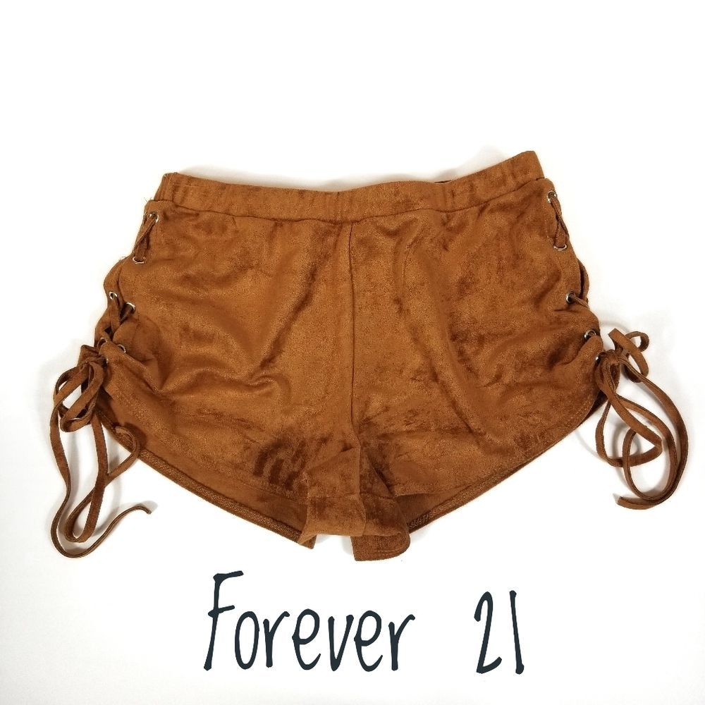 FOREVER 21 Faux Suede Shorts Drawstring Side